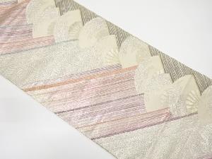 アンティーク　斜め縞に扇模様織り出し袋帯（材料）